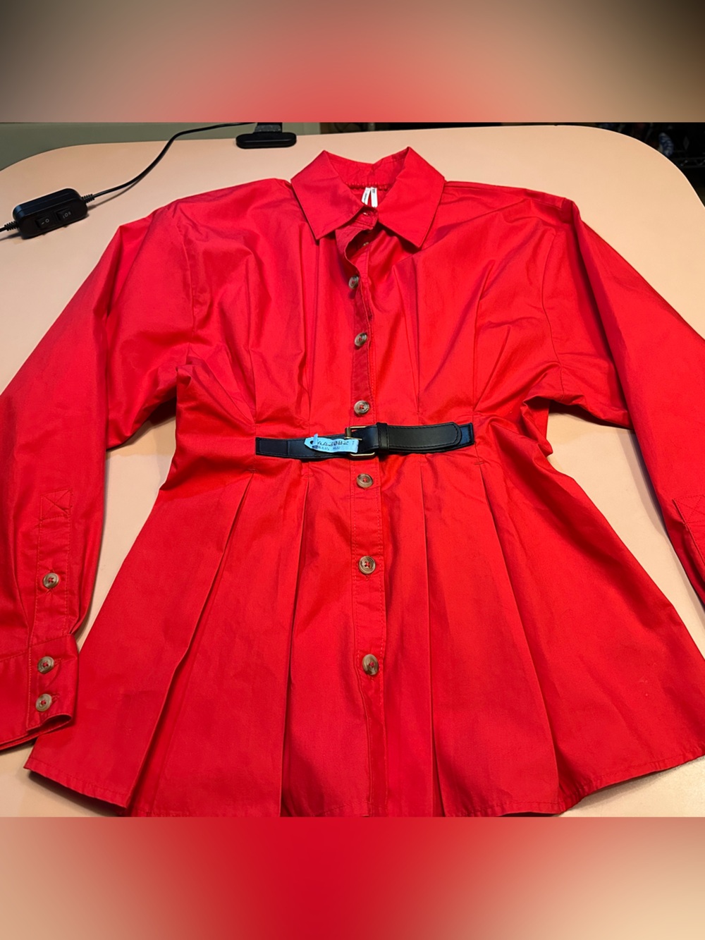 EUC Anthropologie Vibrant Red Button-Up Blouse